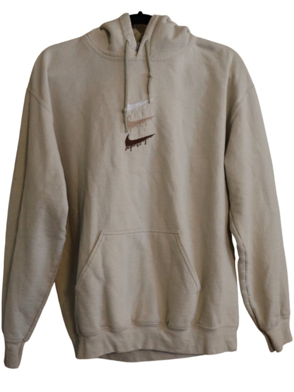 Vintage Nike Triple Drip Center Swoosh Hoodie Cream Size M